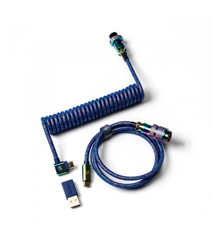 Keychron Premium Coiled Angled - Rainbow Blue