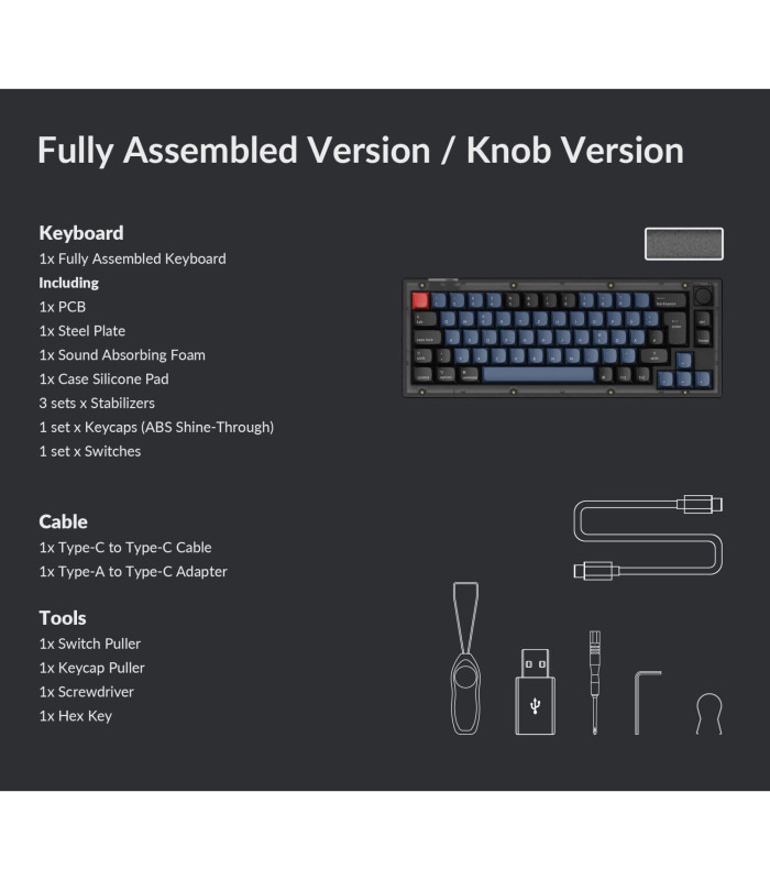 Keychron V2 Frosted Black Red Switch (CH) w/Knob